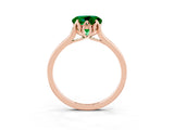 Rose gold Round Cut Emerald Solitaire Ring with Flower Prong Setting and Classic Band_15