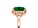 Rose gold Round Cut Emerald Solitaire Ring with Flower Prong Setting and Classic Band_17