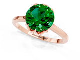 Rose gold Round Cut Emerald Solitaire Ring with Flower Prong Setting and Classic Band_38