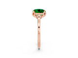 Rose gold Round Cut Emerald Solitaire Ring with Flower Prong Setting and Classic Band_39