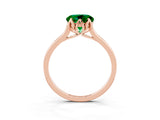 Rose gold Round Cut Emerald Solitaire Ring with Flower Prong Setting and Classic Band_40