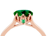 Rose gold Round Cut Emerald Solitaire Ring with Flower Prong Setting and Classic Band_41