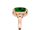 Rose gold Round Cut Emerald Solitaire Ring with Flower Prong Setting and Classic Band_42