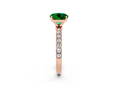 Rose gold Round Cut Emerald Solitaire Ring with Pavé Accents and Four-Prong Setting_2