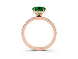 Rose gold Round Cut Emerald Solitaire Ring with Pavé Accents and Four-Prong Setting_3