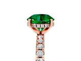 Rose gold Round Cut Emerald Solitaire Ring with Pavé Band and Four-Prong Setting_29