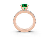 Rose gold Round Cut Emerald Solitaire Ring with Pavé and Channel Set Band_15