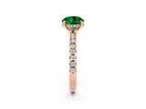 Rose gold Round Cut Emerald Solitaire Ring with Round  Pavé Band and Four-Prong Setting_38
