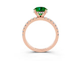 Rose gold Round Cut Emerald Solitaire Ring with Round  Pavé Band and Four-Prong Setting_39
