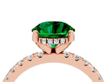 Rose gold Round Cut Emerald Solitaire Ring with Round  Pavé Band and Four-Prong Setting_40