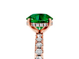 Rose gold Round Cut Emerald Solitaire Ring with Round  Pavé Band and Four-Prong Setting_41
