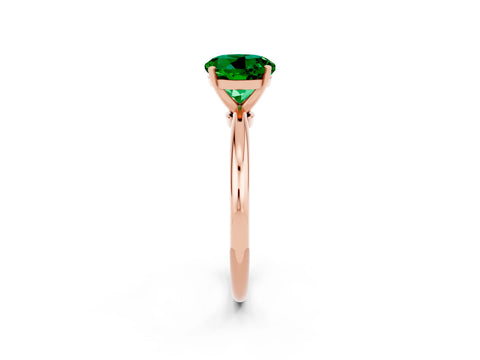 Rose gold Round Cut Emerald Solitaire Ring with Six-Prong Setting and Classic Band_2