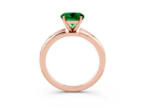 Rose gold Round Cut Emerald Solitaire Ring with Six-Prong Setting and Classic Band_3