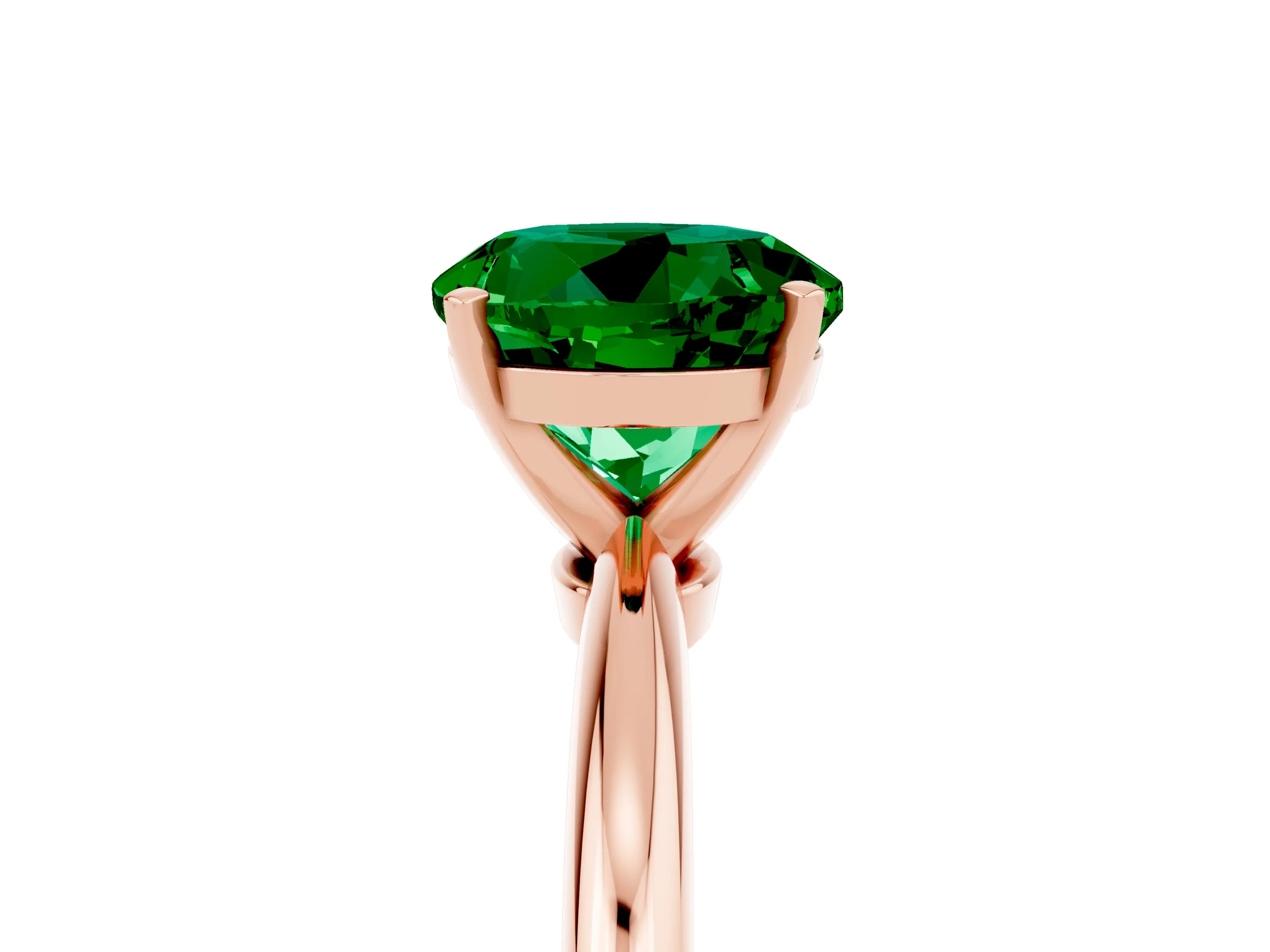 Rose gold Round Cut Emerald Solitaire Ring with Six-Prong Setting and Classic Band_5