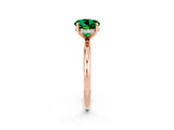Rose gold Round Cut Emerald Solitaire Ring with Thin Band and Four-Prong Setting_14