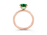 Rose gold Round Cut Emerald Solitaire Ring with Thin Band and Four-Prong Setting_15