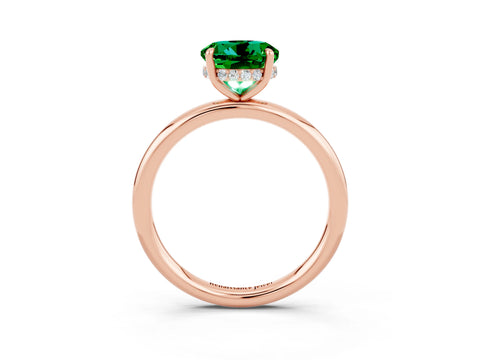 Rose gold Round Cut Emerald Solitaire Ring with Thin Band and Four-Prong Setting_15