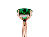 Rose gold Round Cut Emerald Solitaire Ring with Thin Band and Four-Prong Setting_17