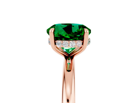 Rose gold Round Cut Emerald Solitaire Ring with Thin Band and Four-Prong Setting_17