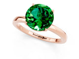 Rose gold Round Cut Emerald Solitaire Ring with Thin Band and Prong Setting_13