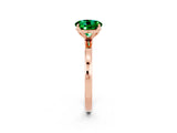 Rose gold Round Cut Emerald Solitaire Ring with Thin Band and Prong Setting_14