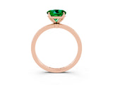 Rose gold Round Cut Emerald Solitaire Ring with Thin Band and Prong Setting_15