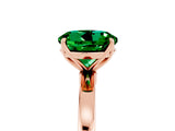 Rose gold Round Cut Emerald Solitaire Ring with Thin Band and Prong Setting_17