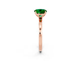 Rose gold Round Cut Emerald Solitaire Ring with Thin Band and Prong Setting_26