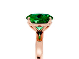 Rose gold Round Cut Emerald Solitaire Ring with Thin Band and Prong Setting_29