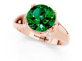 Rose gold Round Cut Emerald Solitaire Ring with Wide Band and Prong Setting_1