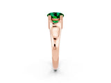 Rose gold Round Cut Emerald Solitaire Ring with Wide Band and Prong Setting_2