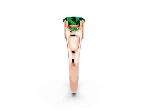 Rose gold Round Cut Emerald Solitaire Ring with Wide Band and Prong Setting_2