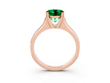 Rose gold Round Cut Emerald Solitaire Ring with Wide Band and Prong Setting_3