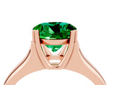 Rose gold Round Cut Emerald Solitaire Ring with Wide Band and Prong Setting_4
