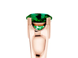 Rose gold Round Cut Emerald Solitaire Ring with Wide Band and Prong Setting_5