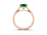 Rose gold Round Cut Emerald Solitaire Twist Band Prong Setting Ring_39