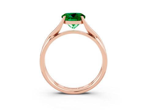 Rose gold Round Cut Emerald Solitaire Twist Band Prong Setting Ring_39