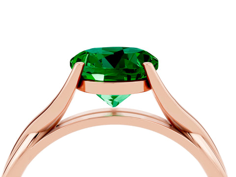 Rose gold Round Cut Emerald Solitaire Twist Band Prong Setting Ring_40