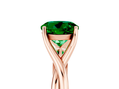 Rose gold Round Cut Emerald Solitaire Twist Band Prong Setting Ring_41