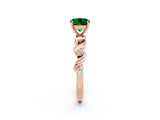 Rose gold Round Cut Emerald Solitaire Twisted Band with Round  Accents and Prong Setting_14