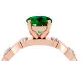 Rose gold Round Cut Emerald Solitaire Twisted Band with Round  Accents and Prong Setting_16