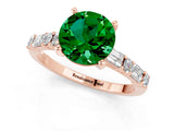 Rose gold Round Cut Emerald Solitaire with Side Baguettes and Channel Set Band_1