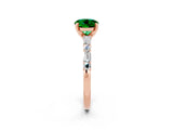 Rose gold Round Cut Emerald Solitaire with Side Baguettes and Channel Set Band_2