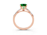 Rose gold Round Cut Emerald Solitaire with Side Baguettes and Channel Set Band_3