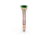 Rose gold Round Cut Emerald Split Shank Engagement Ring with Pavé Band_2