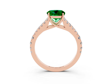 Rose gold Round Cut Emerald Split Shank Pavé Engagement Ring with Four-Prong Setting_15