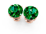 Rose gold Round Cut Emerald Stud Earrings_31
