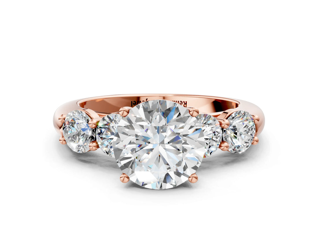 Rose gold Round Cut Five-Stone Prong Set Diamond Ring with Classic Band_45