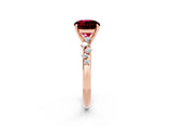 Rose gold Round Cut Garnet Cluster Side Stone Solitaire Ring with Prong Setting_26