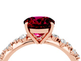 Rose gold Round Cut Garnet Cluster Side Stone Solitaire Ring with Prong Setting_28